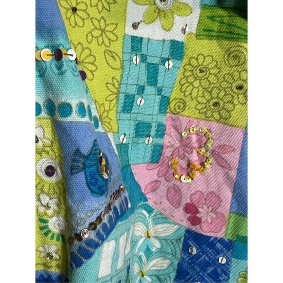 Life Style Petite Women's Boho Embellished Pastel Color Denim Jacket Small - Picture 9 of 10